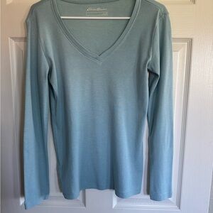 Eddie Bauer Women's Blue V-Neck Top